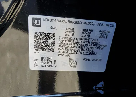 2026 GMC Terrain Elevation from USA, damaged, VIN 3GKALUEG8TL116552